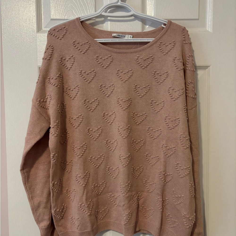 Women's Heart Bobble Sweater - Pink